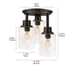 3-Light Flush Mount Ceiling Light Oil Rubbed Bronze Clear Seeded Glass Shades