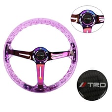 JDM TRD Universal 6-Hole 350mm Deep Dish Purple Crystal Bubble Steering Wheel