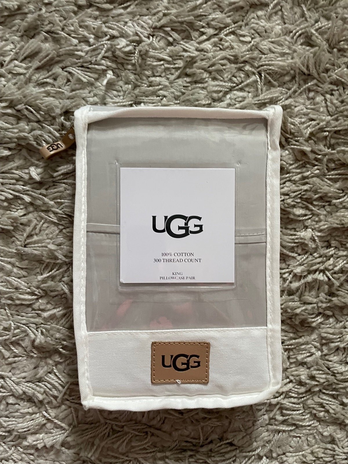 New 50 UGG Set of 2 king pillowcases 100% cotton 300 Thread Stone Price FIRM