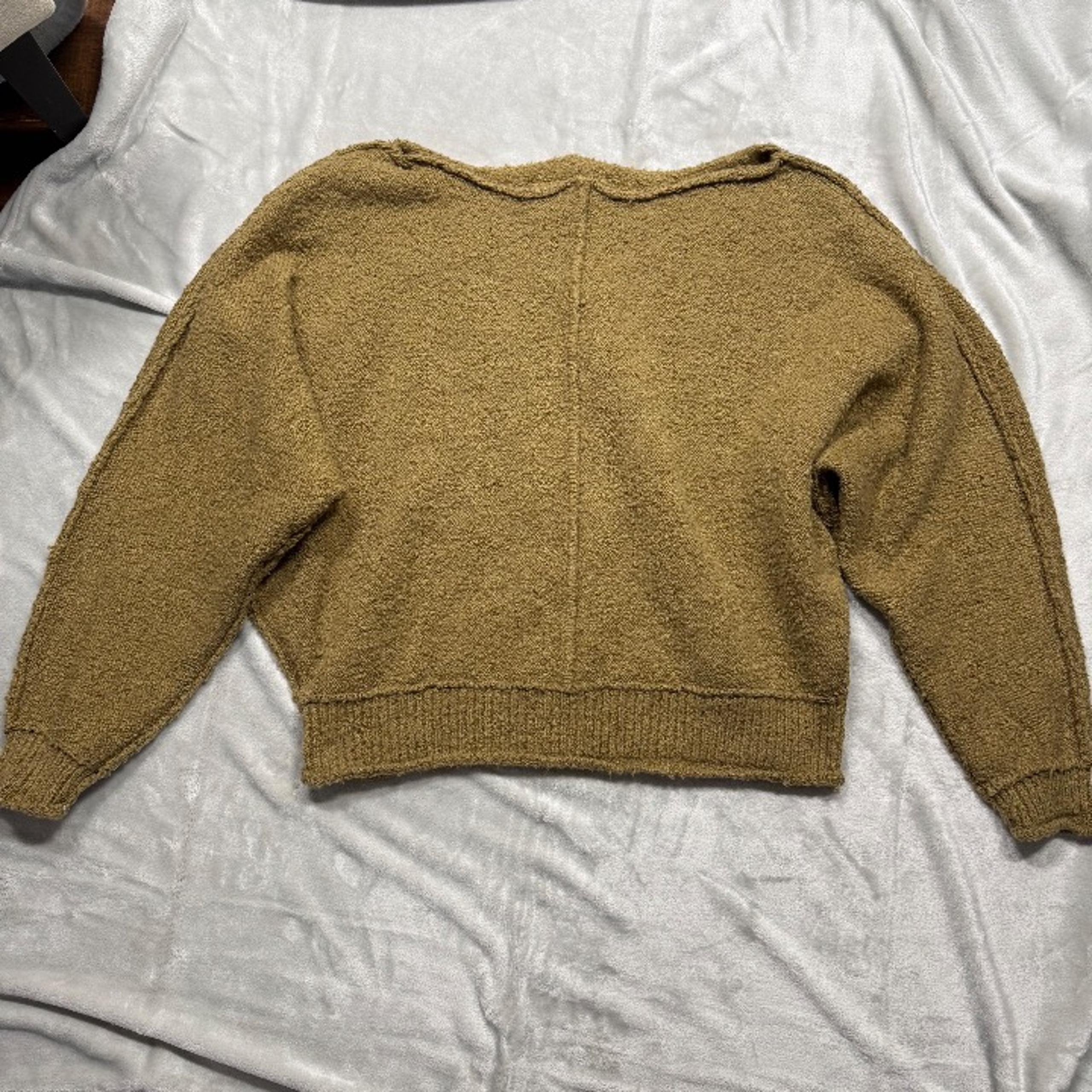We The Free Women Sweater Sz S Heavy Ribbed Knit Oversize Pullover Brown Mustard