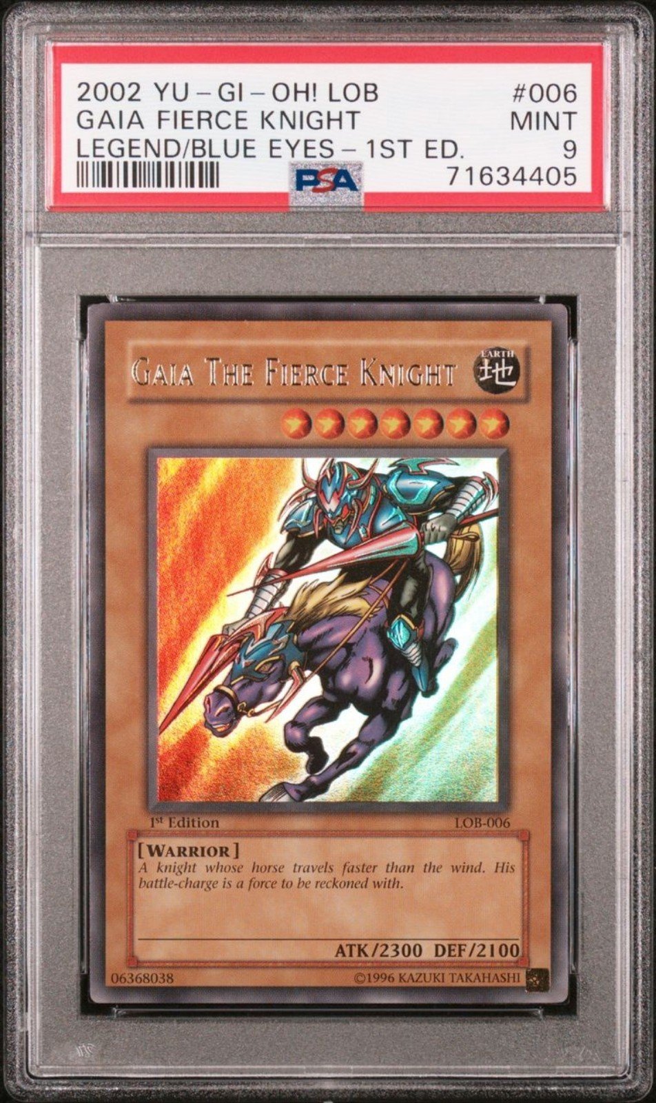 Yugioh! Gaia the Fierce Knight LOB 1st Edition PSA 9