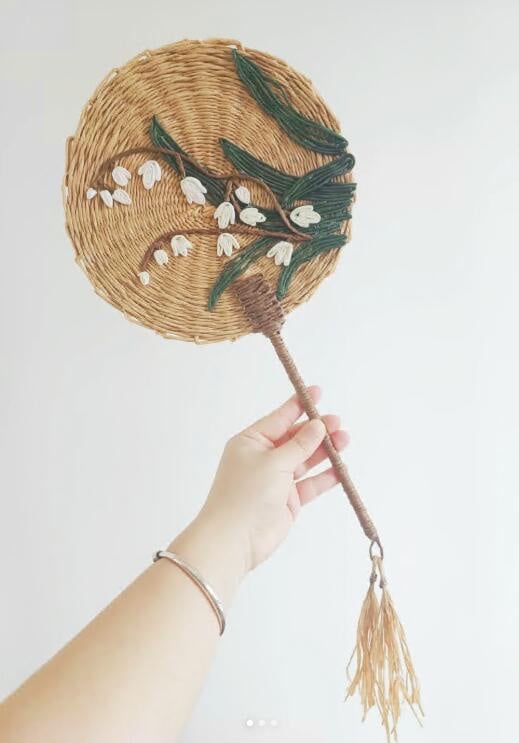 Handmade paper rattan woven fan