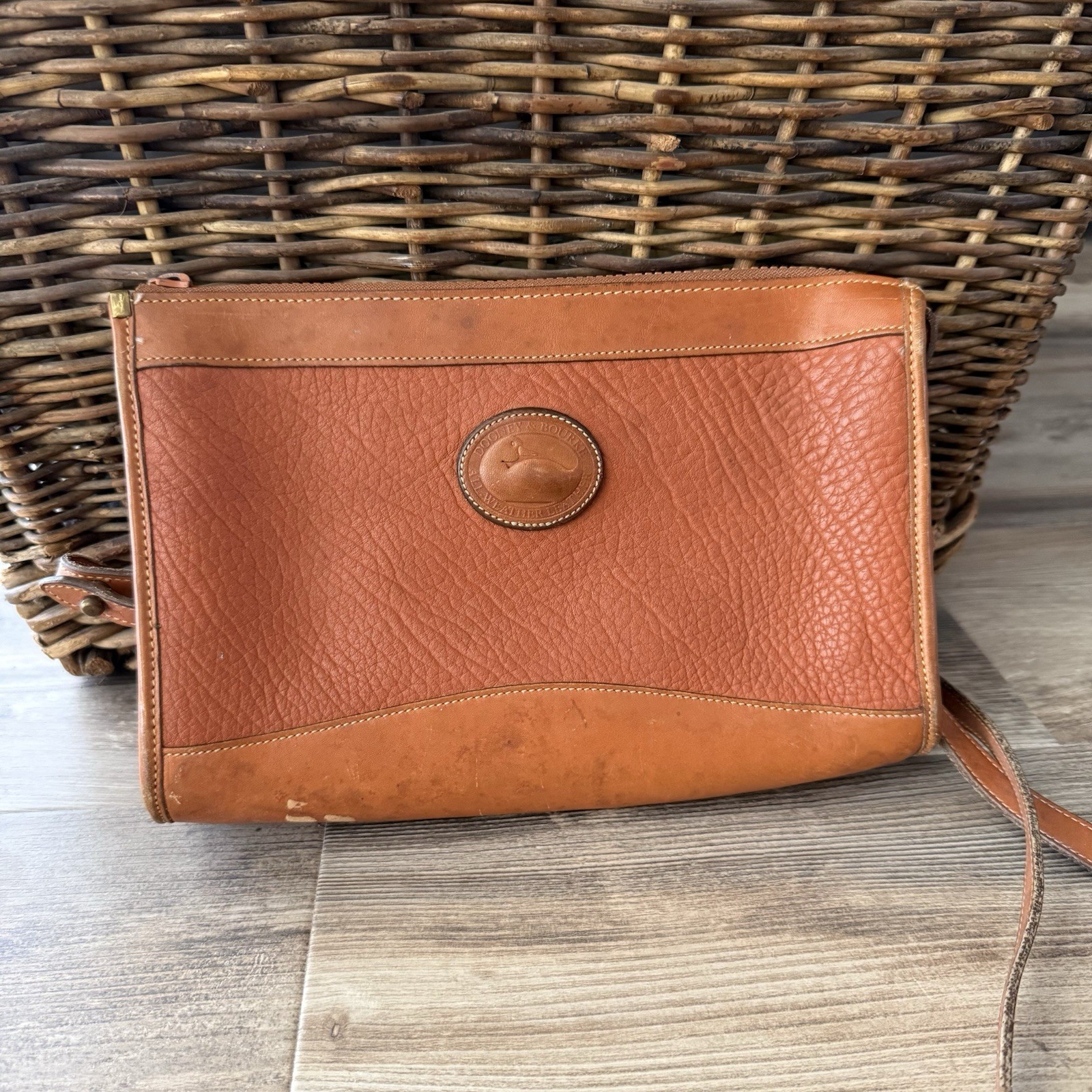 Vintage Dooney & Bourke All Weather Leather Crossbody Saddle Bag