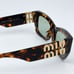 Miu Miu MU09WS 14L50O GLIMPSE BRAND NEW Sunglasses Honey Havana Green Rectangle