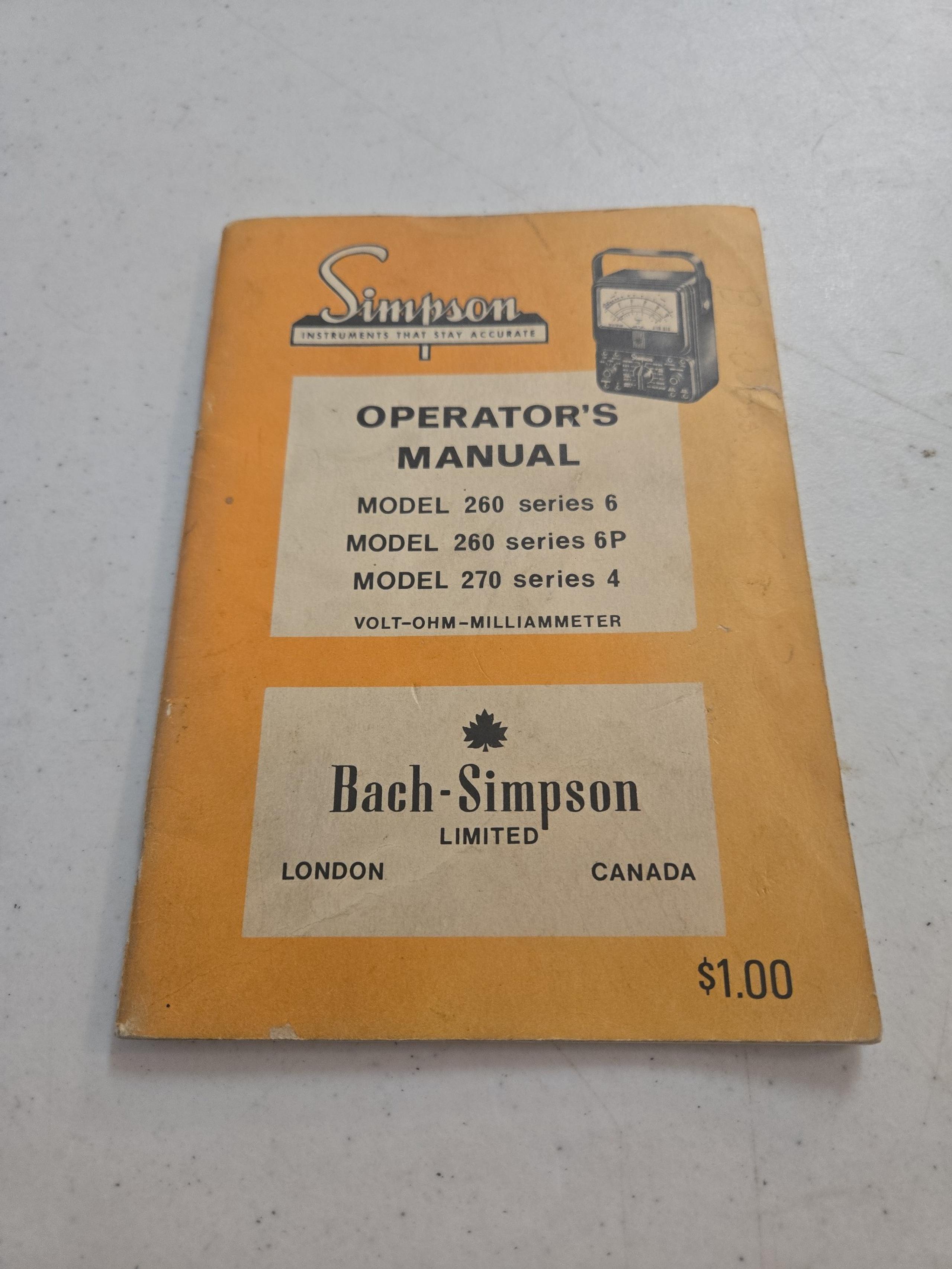 1977 Simpson Model 260 Series 6 and Series 6P and Model 270 Series 4 Manual
