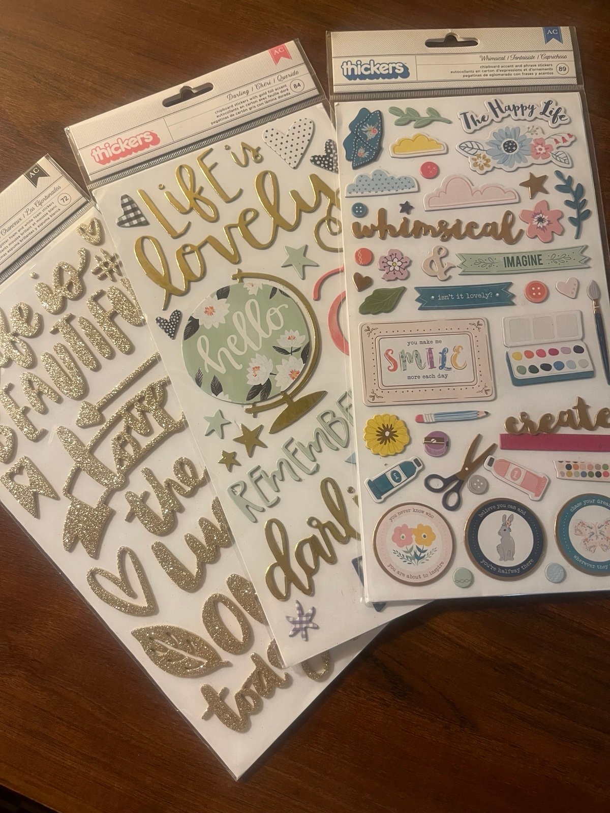 Bundle of 3 new packs THICKERS Paige Evan’s Amy Tangerine 1 canoe stickers