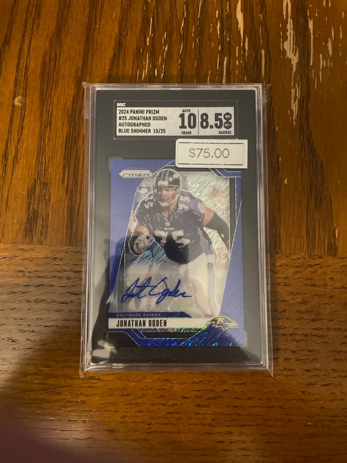 2024 Panini Prizm Jonathan Ogden Blue Shimmer Auto /25 SGC 8.5/10 Auto