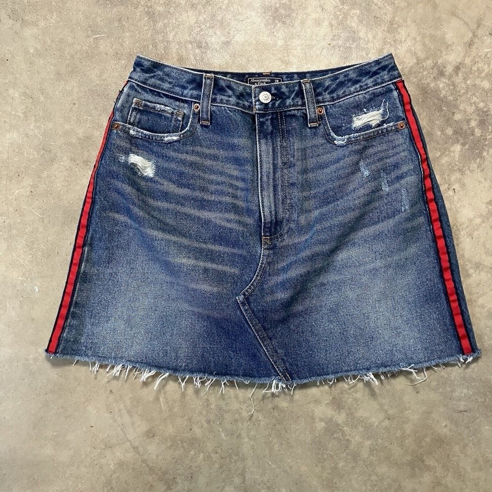 Abercrombie Fitch Skirt Womens 6 Zoe Natural Rise Vintage A line Denim Jean