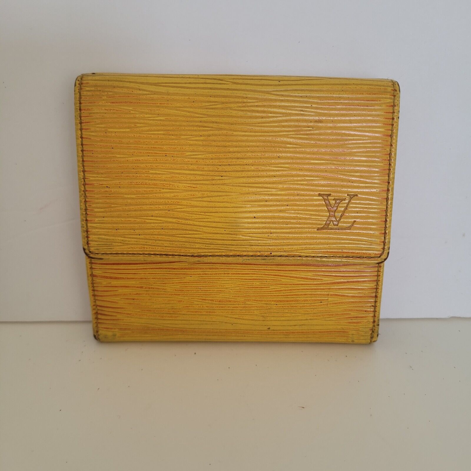 Louis Vuitton Vintage 1993 Epi Leather Wallet Yellow Medium Trifold Elise Retro