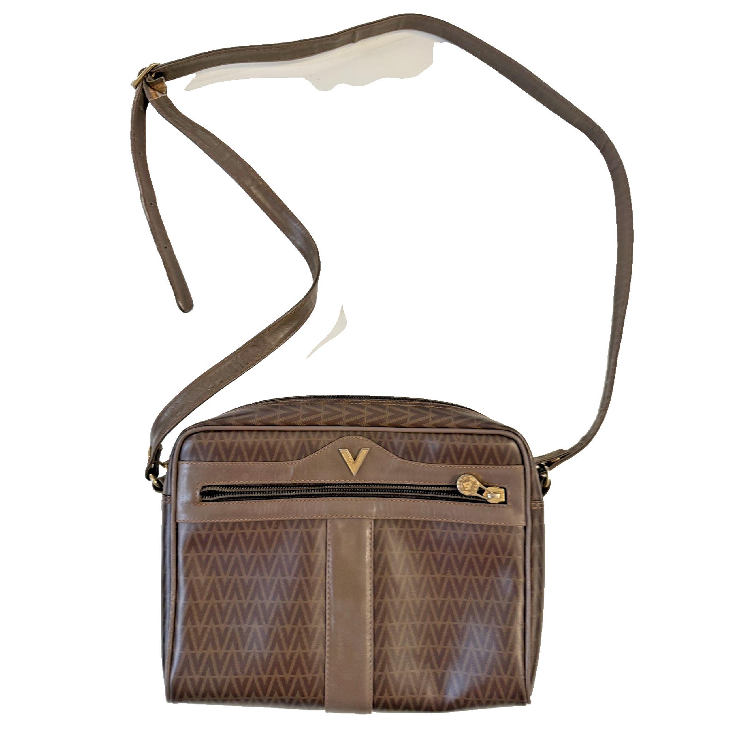 Vintage Mario Valentino Crossbody Bag Womens Monogram Leather Made Italy Purse 8