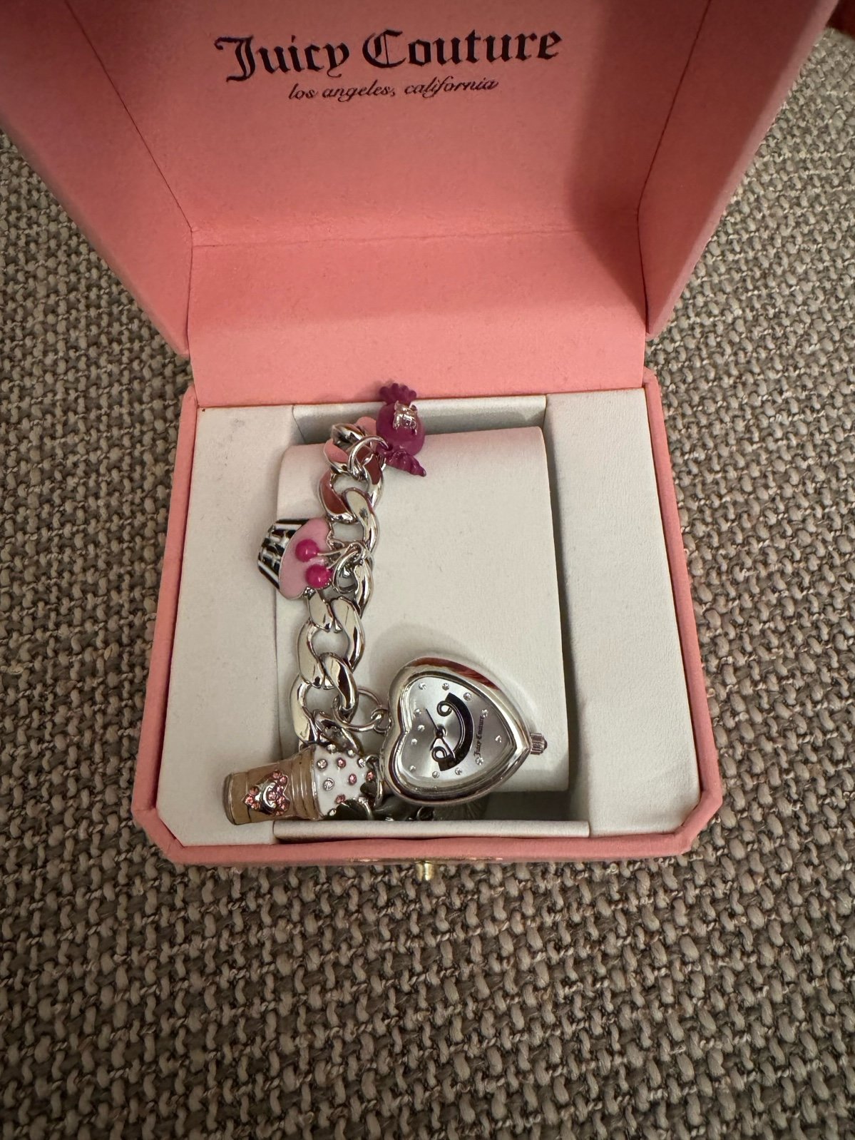 Juicy Couture Silver Watch Charm Bracelet