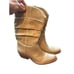 Bcbg Max Azria sz 8 Tan All Leather Western Cowgirl Boots Mid-Calf with Stacked