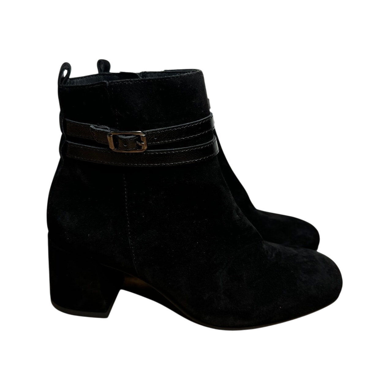 NEW Paul Green Sydney Black Suede Square Heel Ankle Boot Bootie with Straps