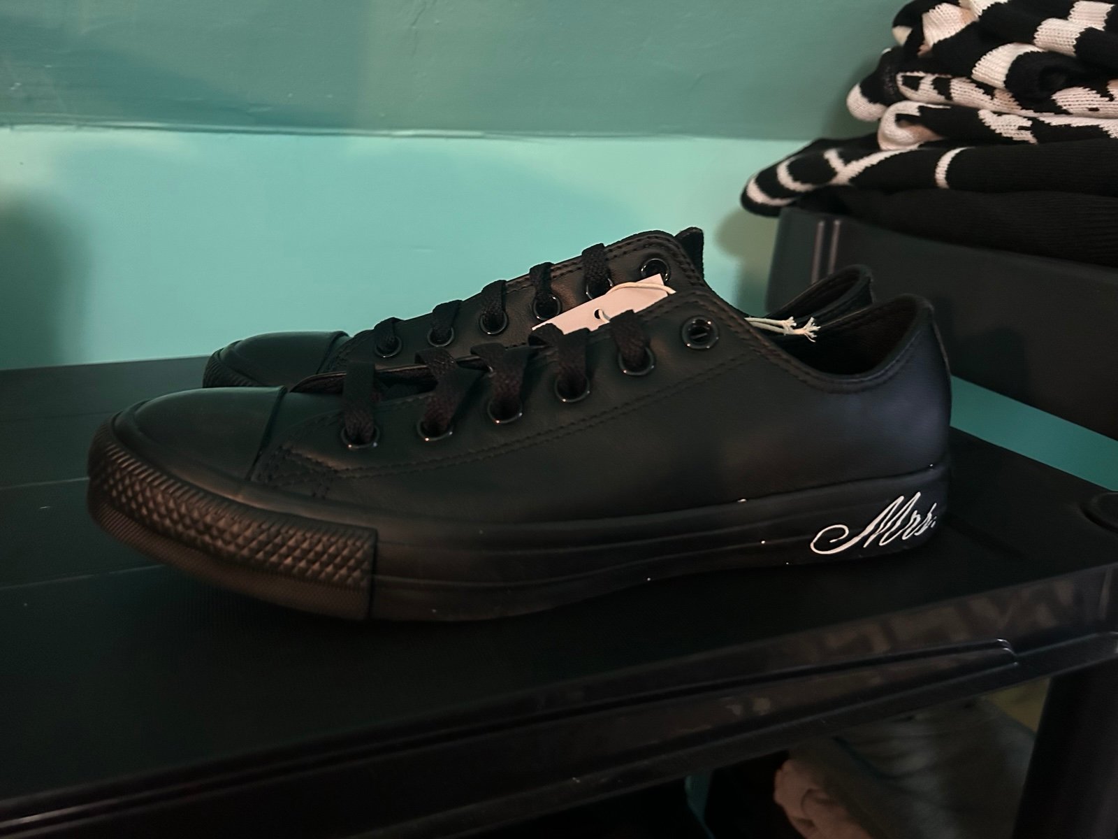 Converse black Mrs wedding bride sneakers 9 new