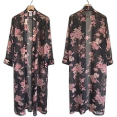 California Dynasty Long Sheer Floral Robe Size Size M