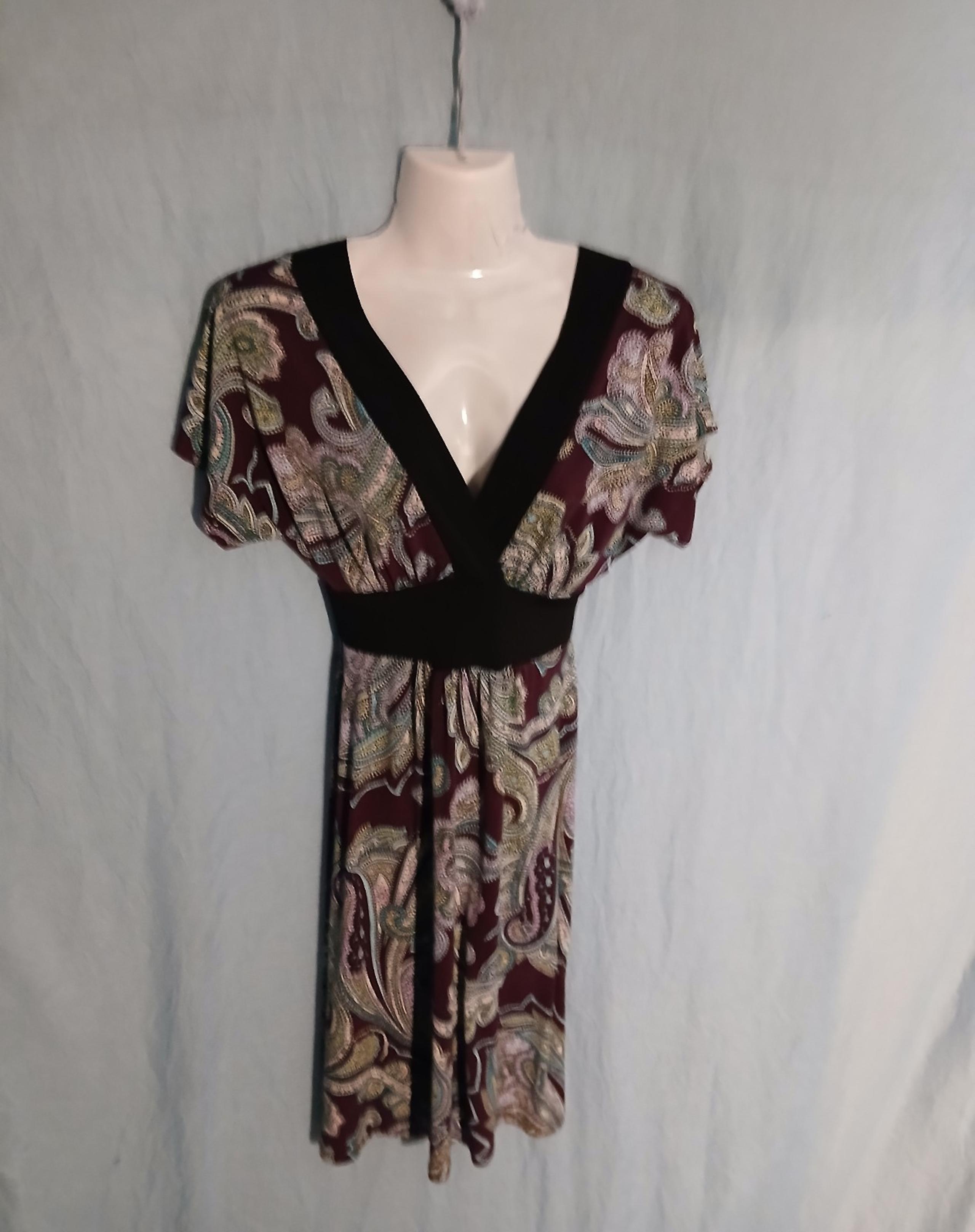 Velvet Torch burgundy paisley mini plunge dress medium