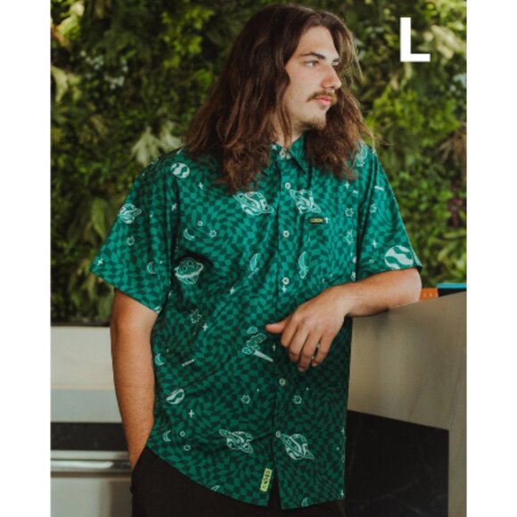 Dixxon Flannel COSMONAUT Short Sleeve Party Shirt - Men's L