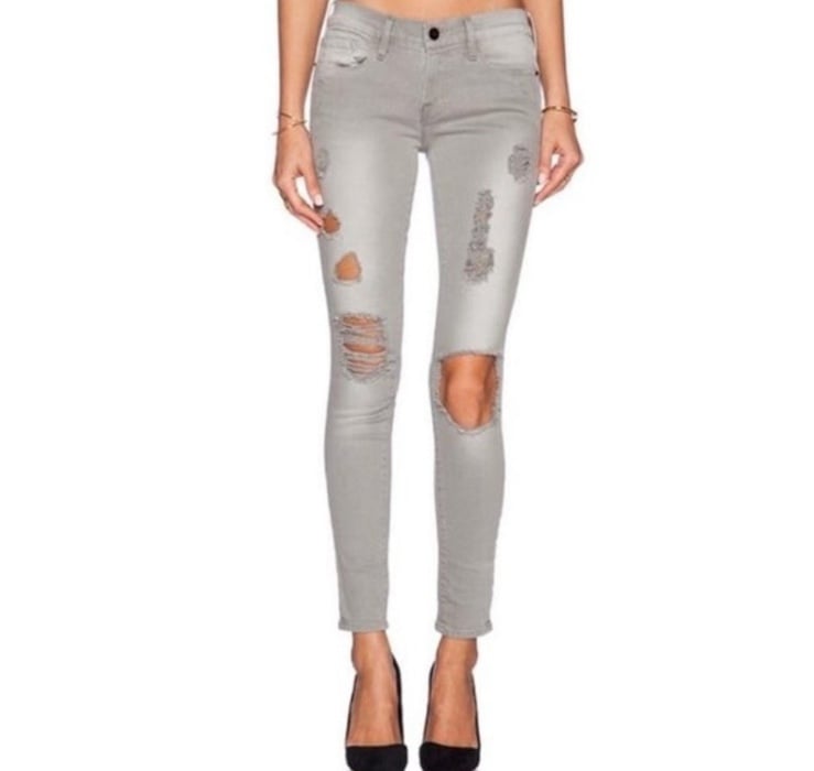 FRAME DENIM - Le Skinny De Jeanne Distressed Jeans / Harding Gray/ Size 31 /NWOT