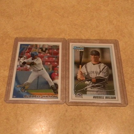 XRARE Russell Wilson 2010 Topps Rookie Pro Debut + Bowman RC
