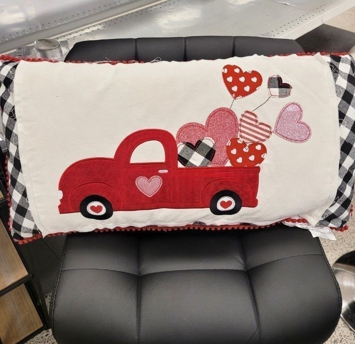 Red Truck Valentine's Day Throw Pillow