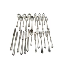 Oneida Community Fiesta Stainless Flatware Serving 25 Piece Silverplate, 1935