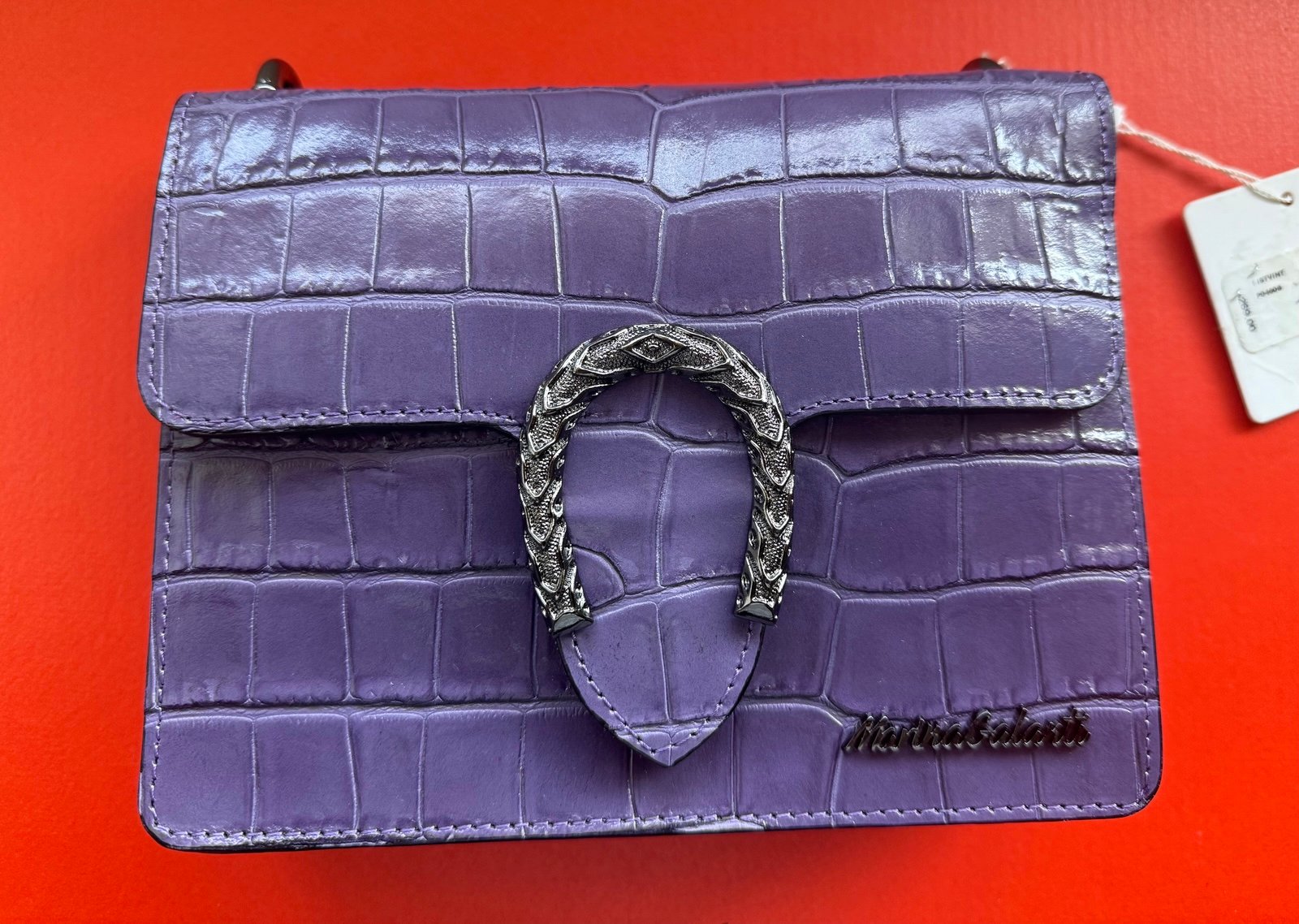 Marina Galanti Leather Croc Embossed Crossbody Bag