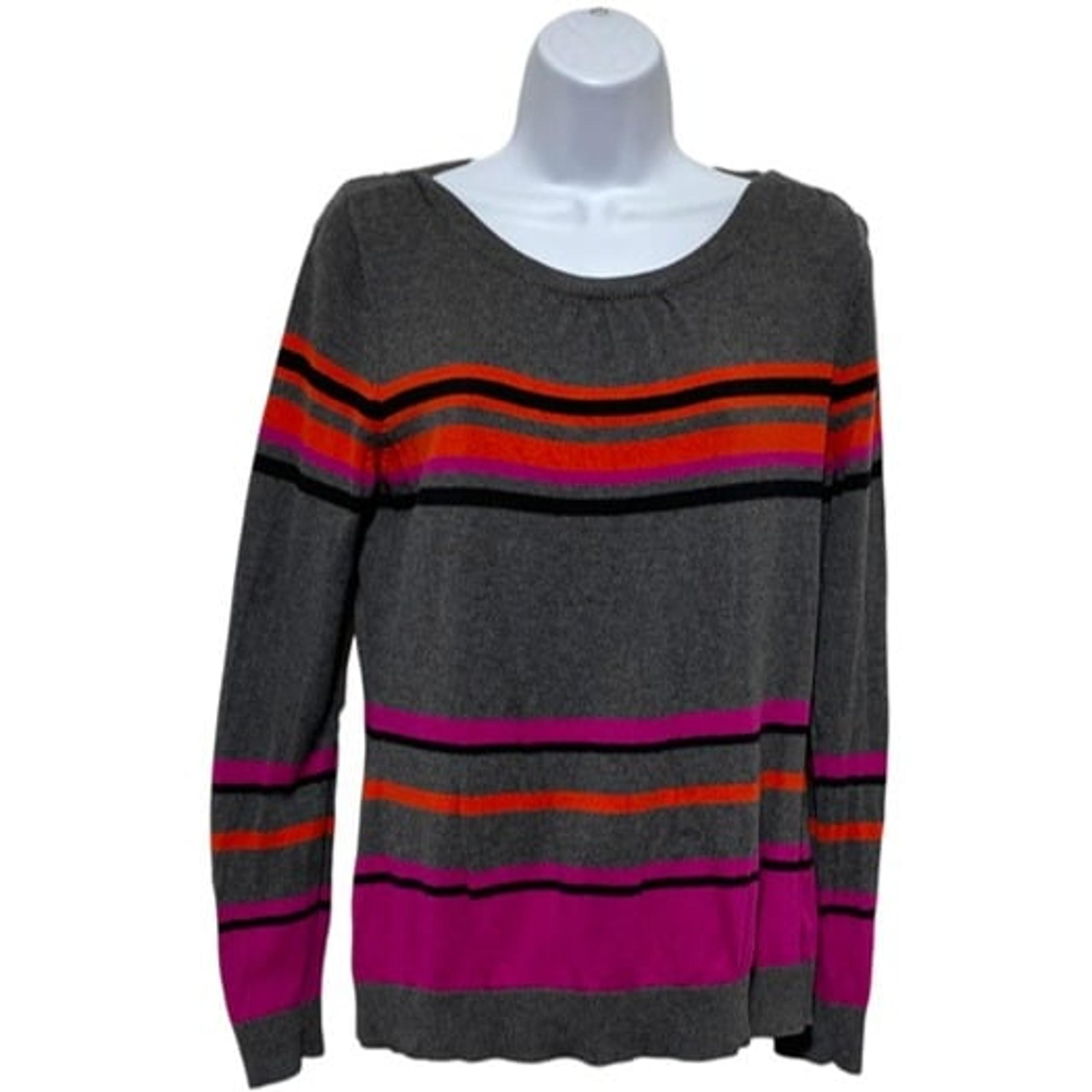 Women's Large Pullover Striped Sweater Long Sleeve Design By-Worthington
