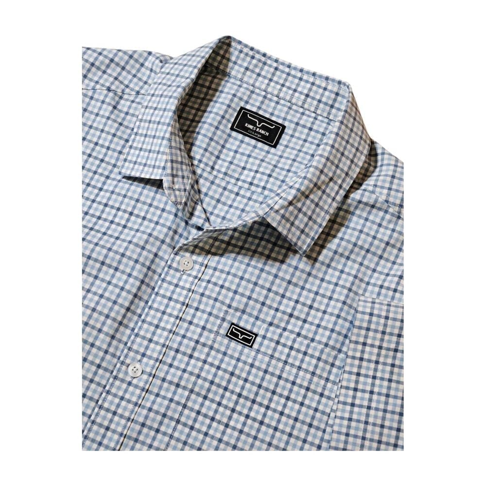 Kimes Tucco Mini Check Dress Shirt Short Sleeve Stretch Cool Max Men's XXL