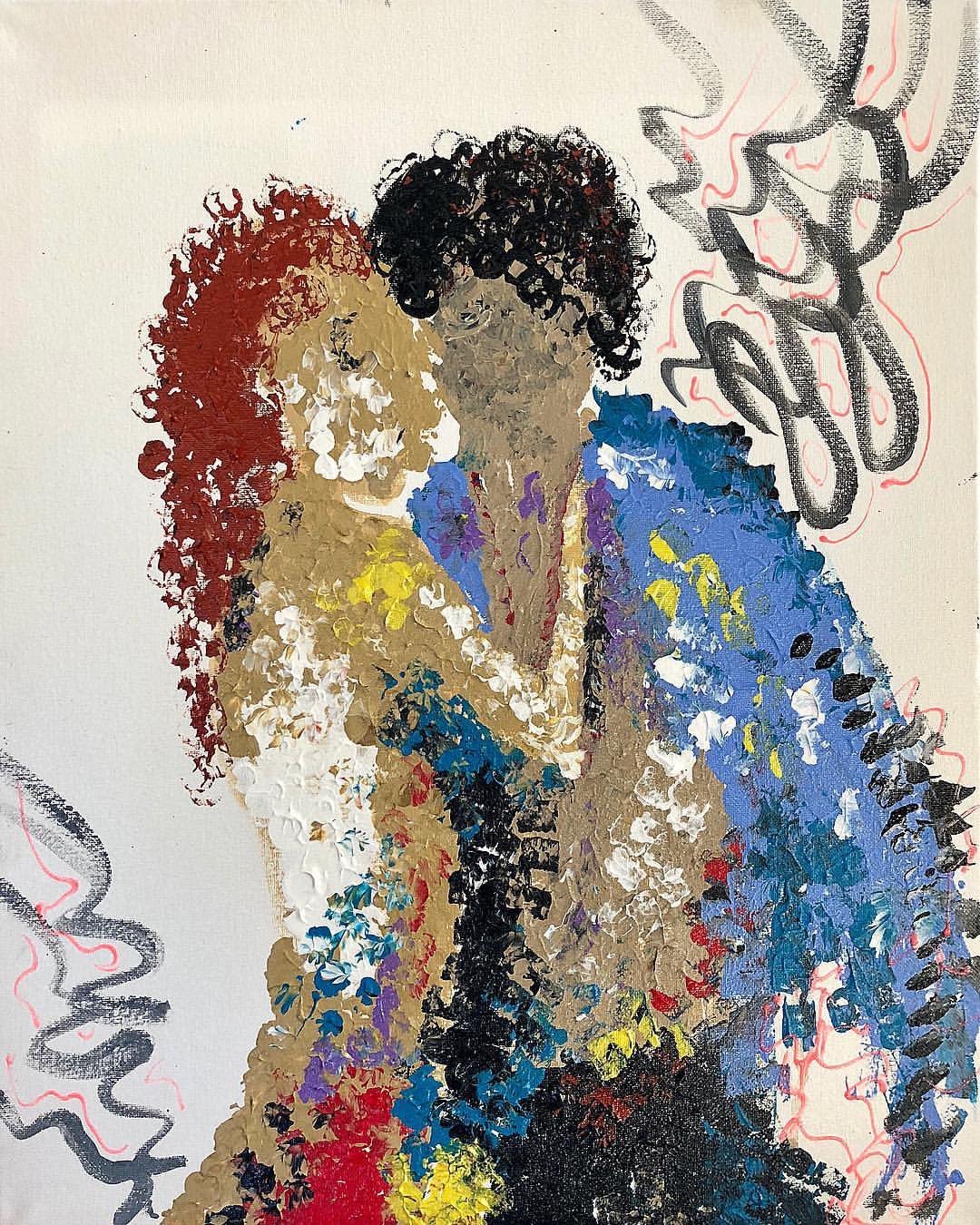 Handmade Acrylic Abstract Painting Love