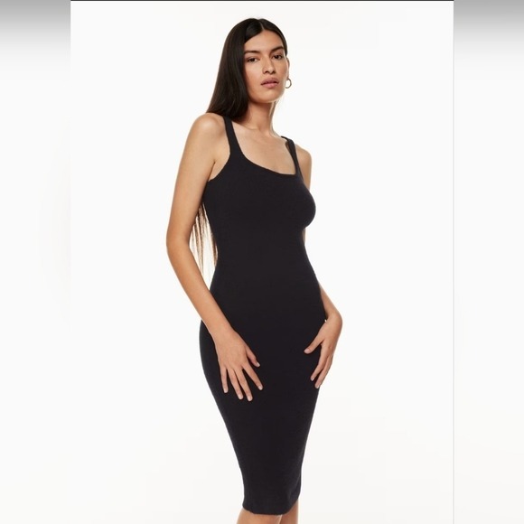 Aritzia Wilfred Free Hush Knit Tank Dress Black Size Medium NWOT
