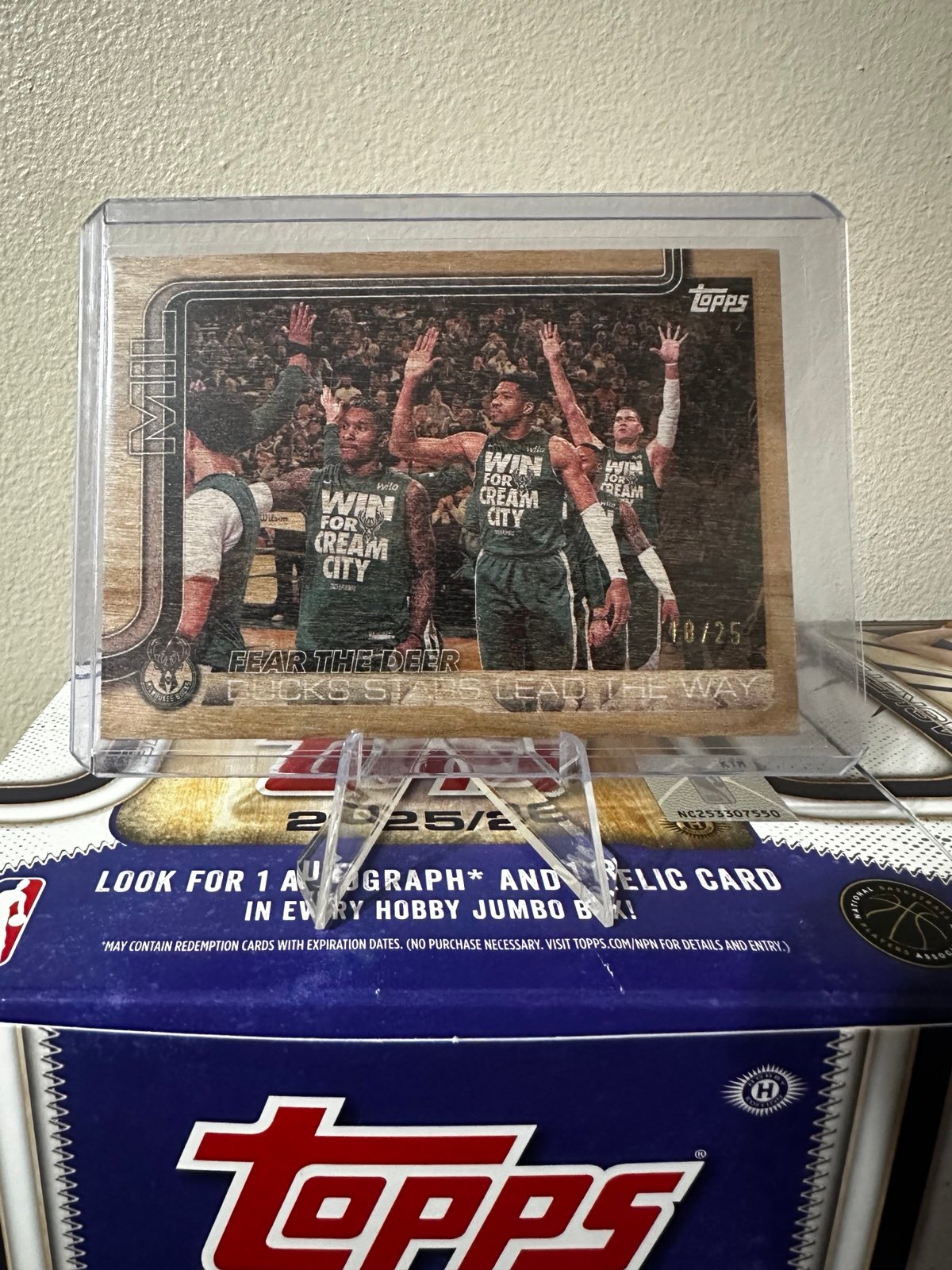 2025-26 Topps Basketball MIL Bucks Combo Card Wood Parallel 10/25 FEAR THE DEER