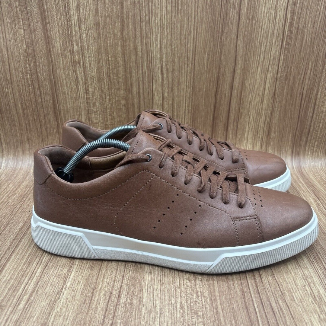 Vince Brady Leather Luggage Brown Low Lace Up Casual Sneakers Mens Size 12 M