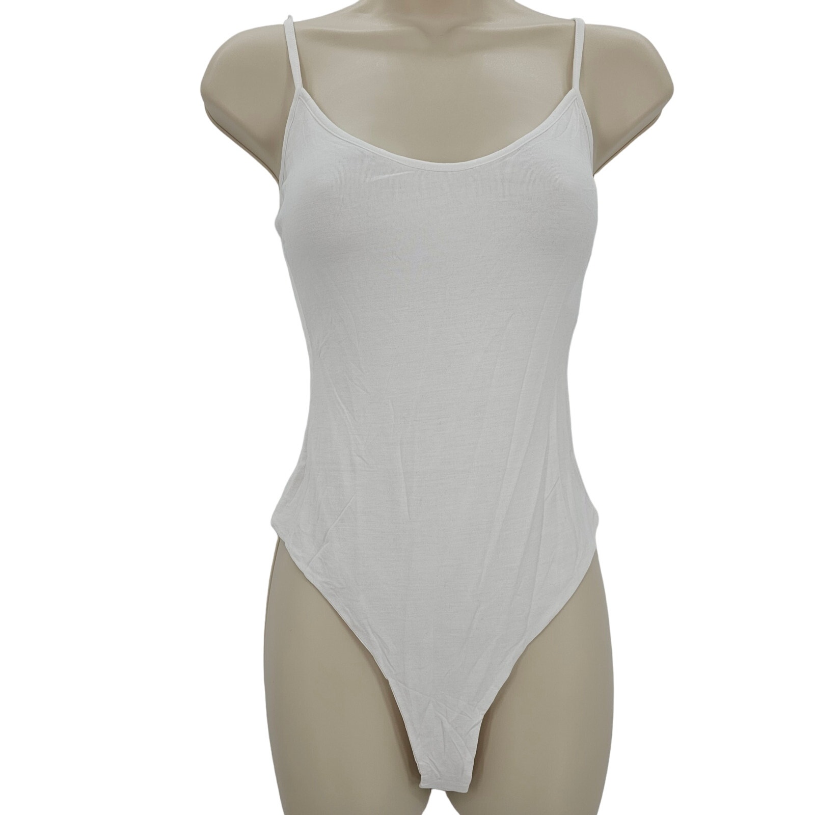 Naked Wardrobe Womans size M Classic Smooth Scoop Tank Bodysuit White Modal NEW
