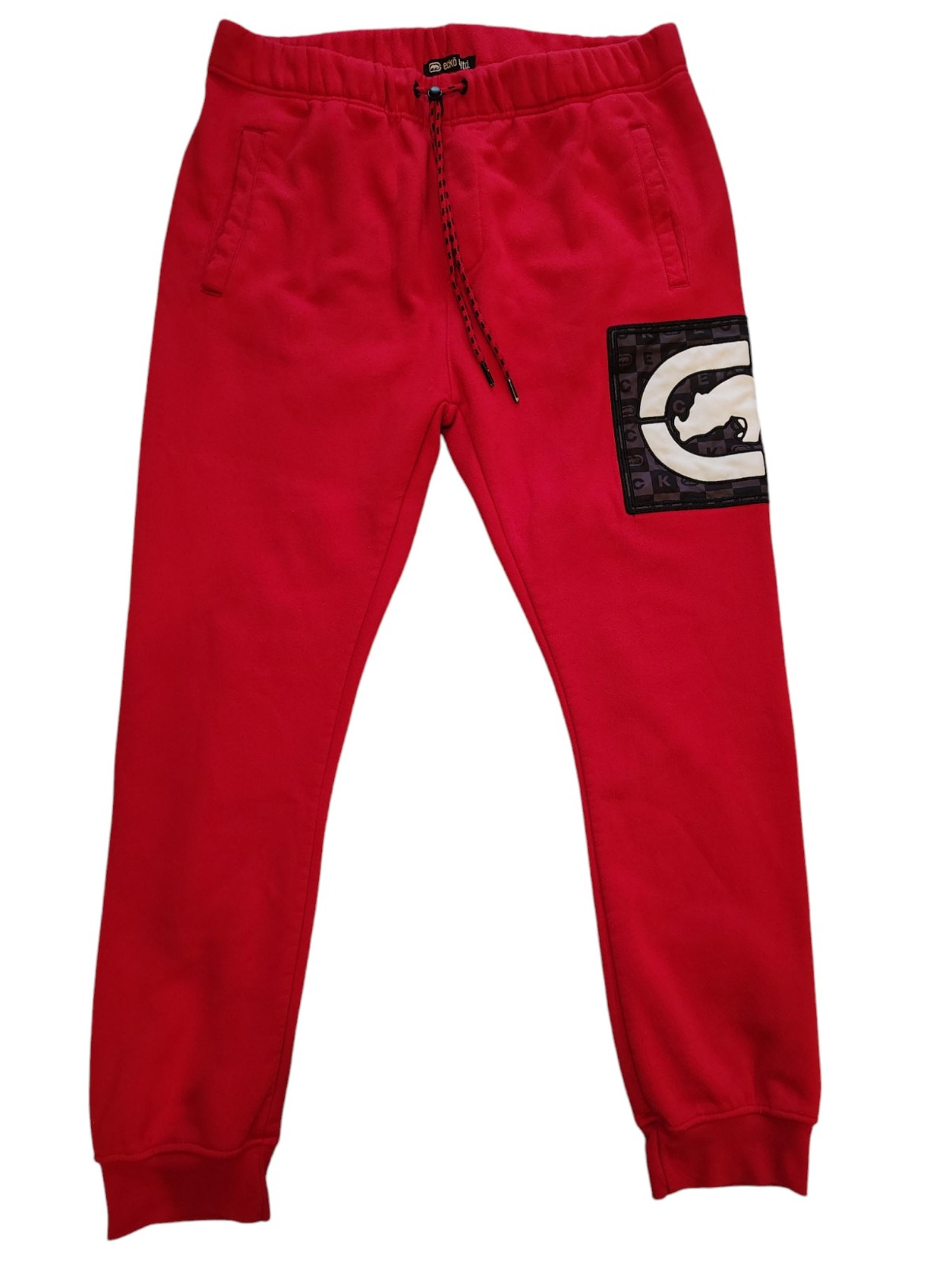 Mens Ecko unltd. fleece red logo drawstring pockets embroidered sweatpants XL