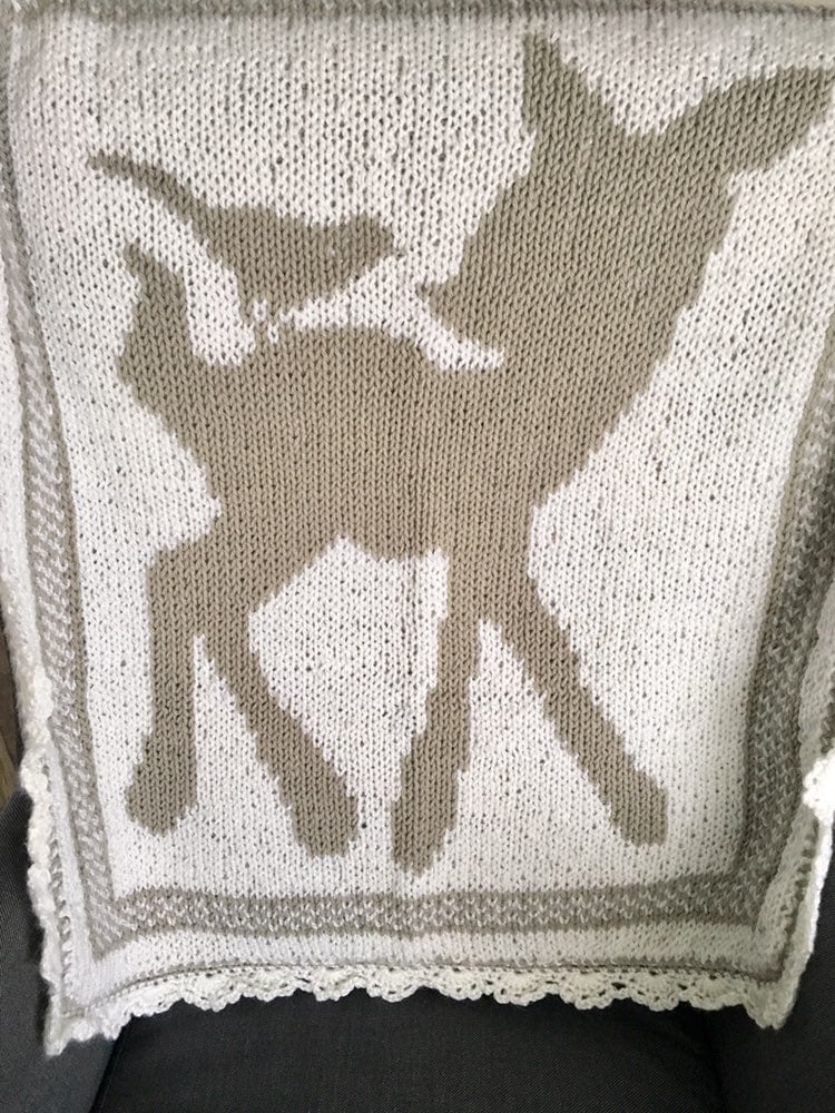 Reversible Hand knit Baby Blanket