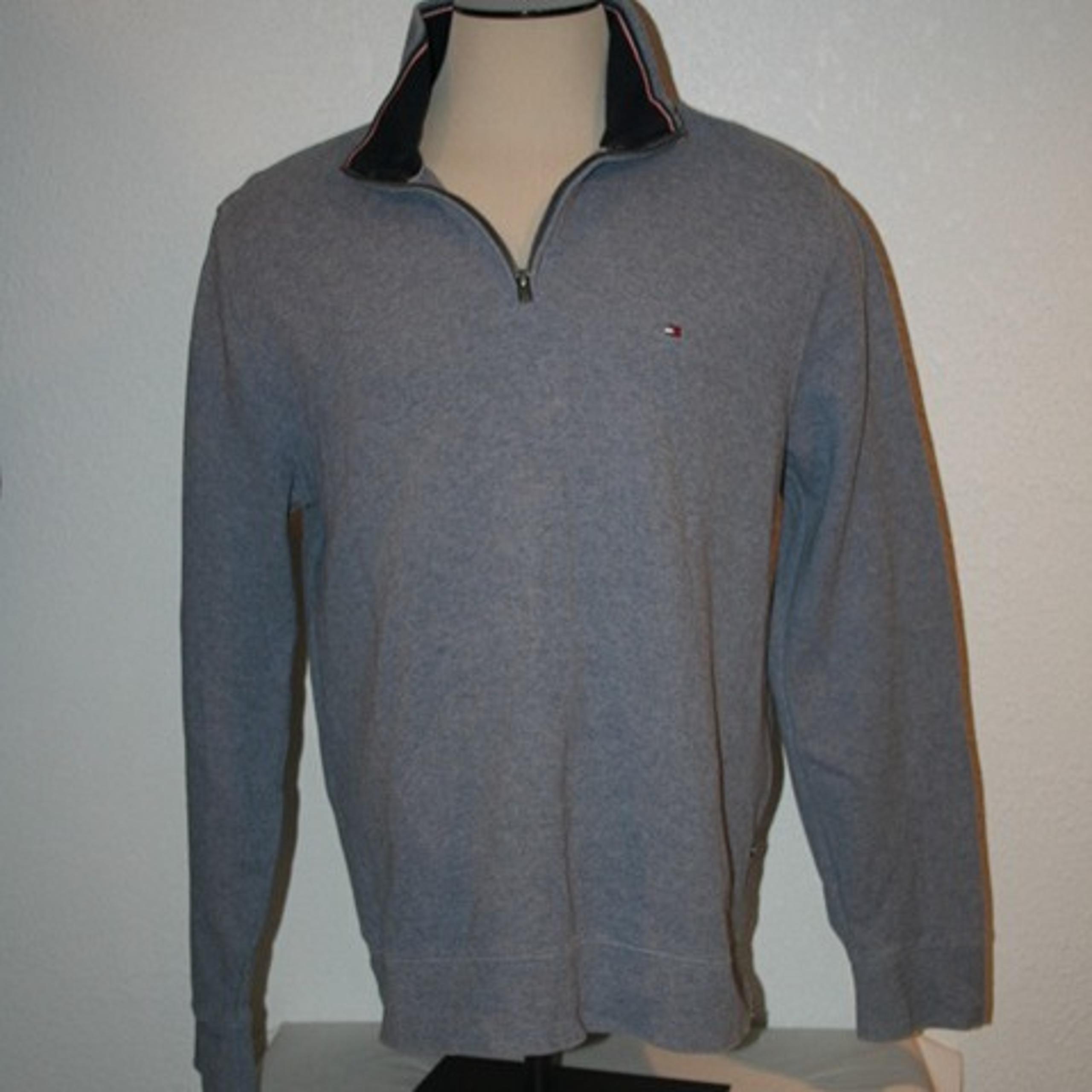 Tommy Hilfiger Blue Heather Pullover 1/4 Zip Large Sweatshirt Chest: 46" Mens