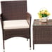 Patio Porch Furniture Set 3 Pcs Rattan Wicker Chairs w/ Table Outdoor Garden
