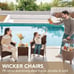 Patio Porch Furniture Set 3 Pcs Rattan Wicker Chairs w/ Table Outdoor Garden