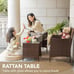 Patio Porch Furniture Set 3 Pcs Rattan Wicker Chairs w/ Table Outdoor Garden