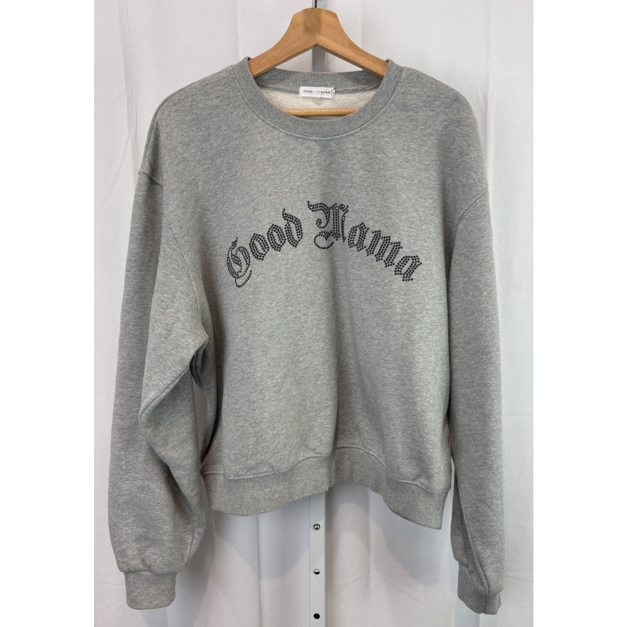 GOOD AMERICAN Good Mama Embellished Sweatshirt Pullover Crew Gray Size 2 US M