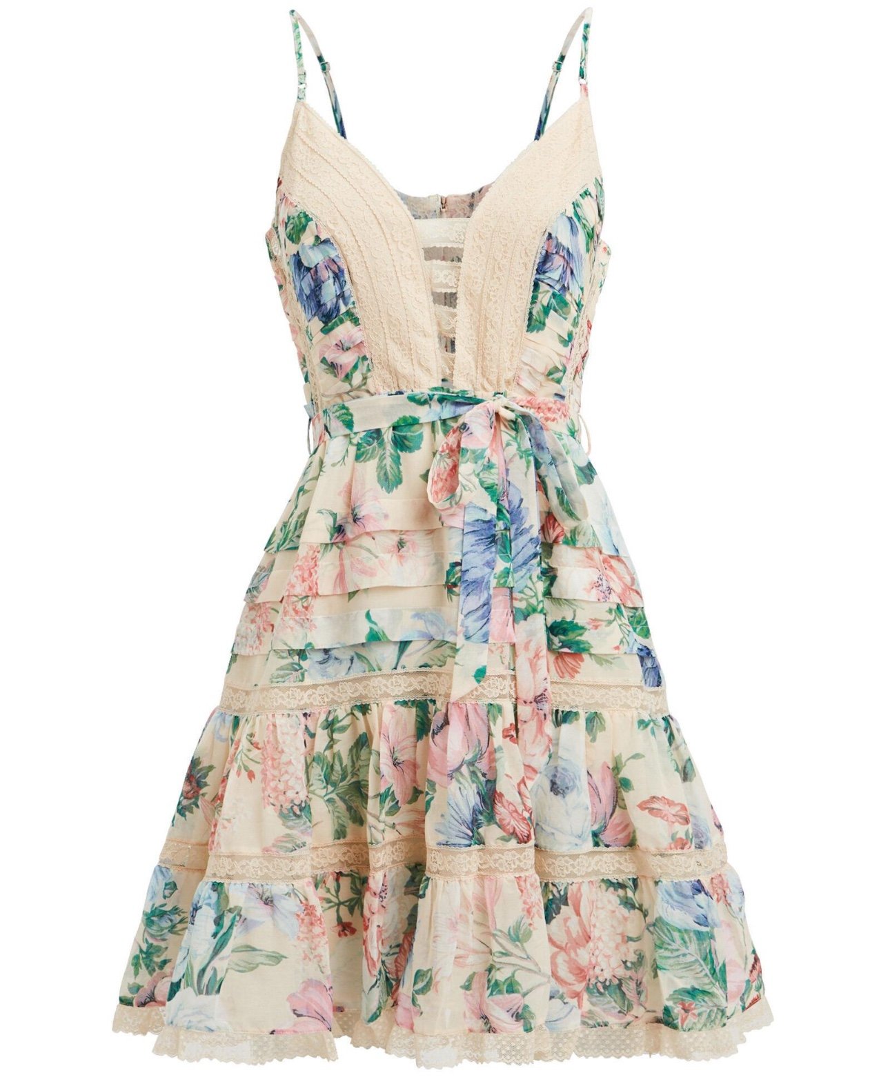 Zimmermann Verity Scallop Short Dress- Cream Floral