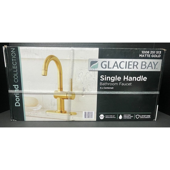 Glacier Bay Dorind Single Handle Bathroom Faucet 4 in Centerset Matte Gold