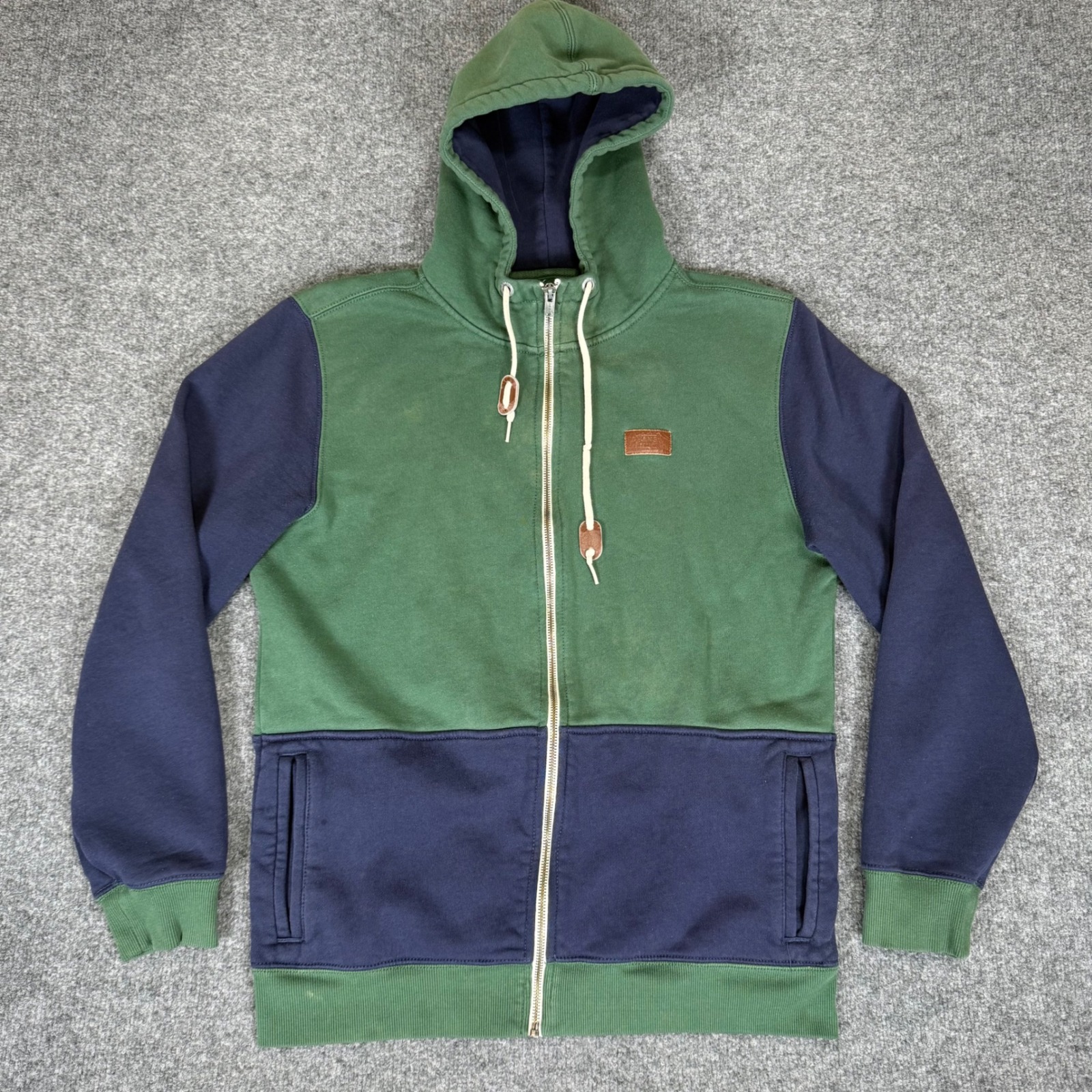 Vans Full Zip Hoodie Color Block Sweatshirt Skater Green Blue Men's Large