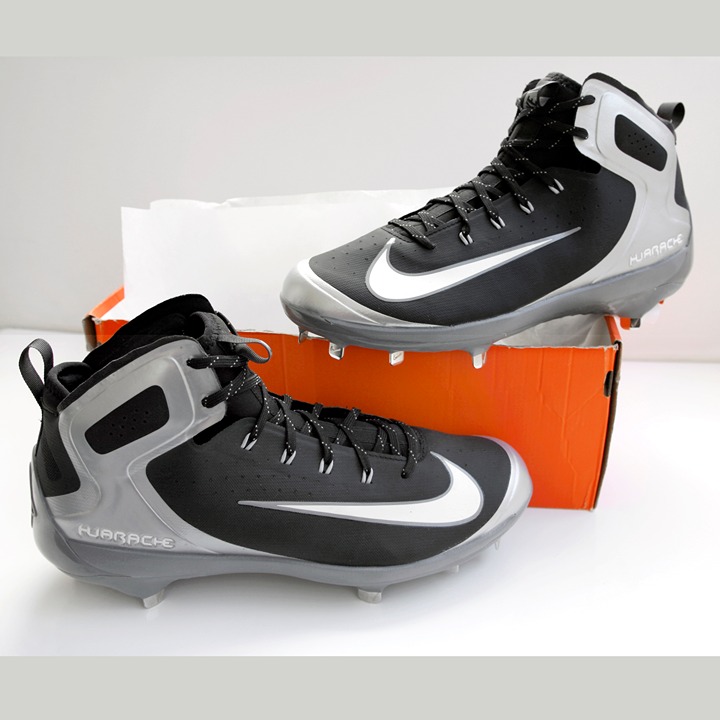 Nike Alpha Huarache Elite Mid Men's Baseball Shoes Metal Cleats Black Size 13