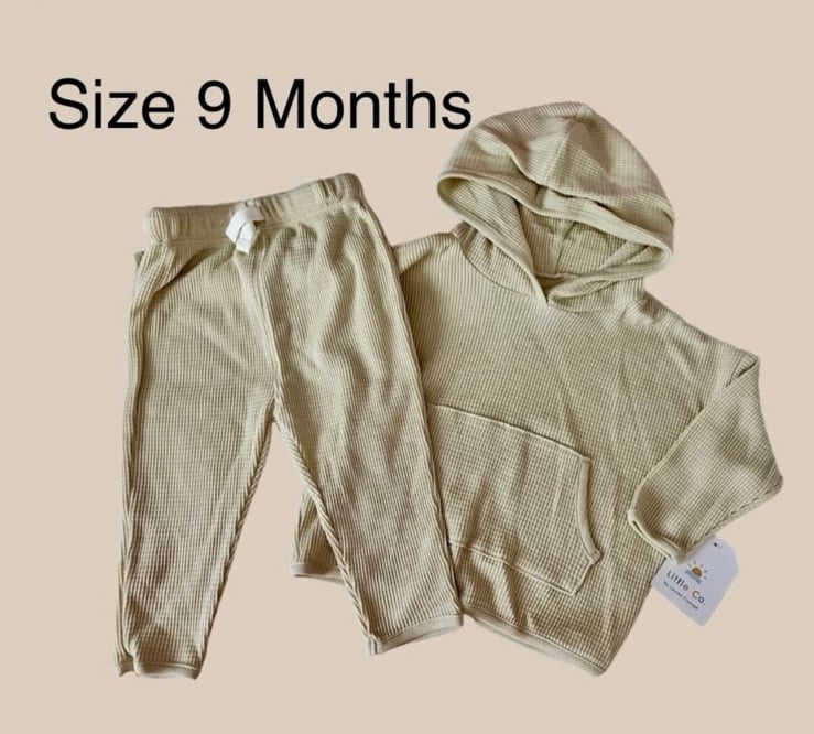 Little Co by Lauren Conrad Waffle Knit Hooded Shirt Pants Girl Boy Size 9 Months