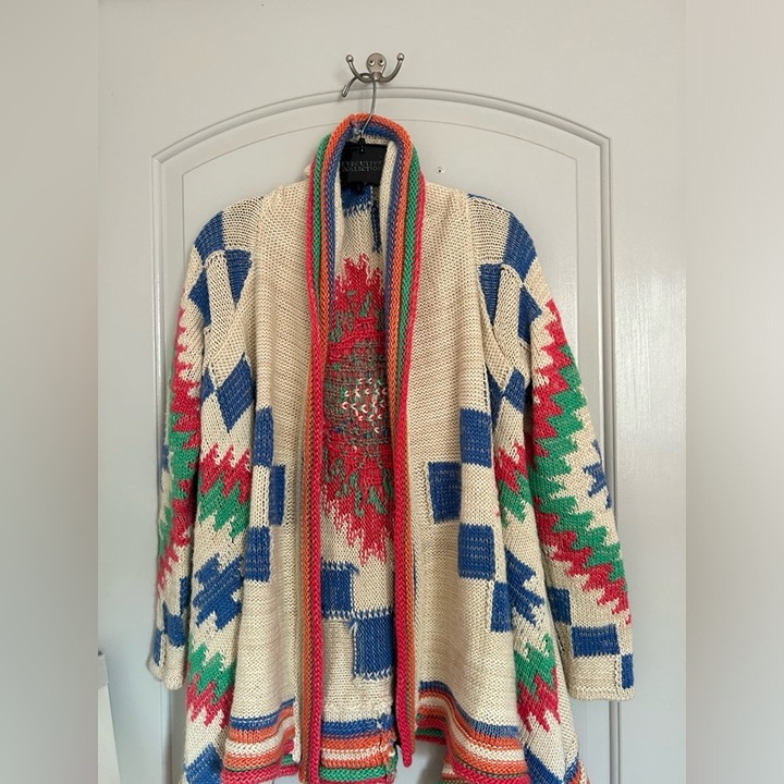 Lauren Ralph Lauren Wool Hand Knit Southwest Cardigan Sweater size small /medium