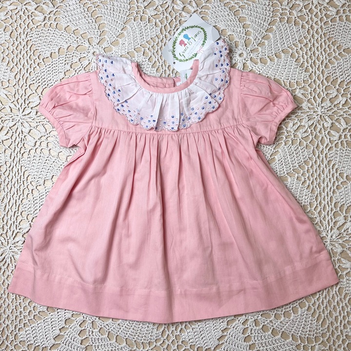 NWT Grace and James Baby Girl 18 Months Coral Heart Collar Heirloom Dress