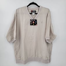 Wilson Men's XL Windbreaker Short Sleeve Shirt Tan & White Pullover NWT