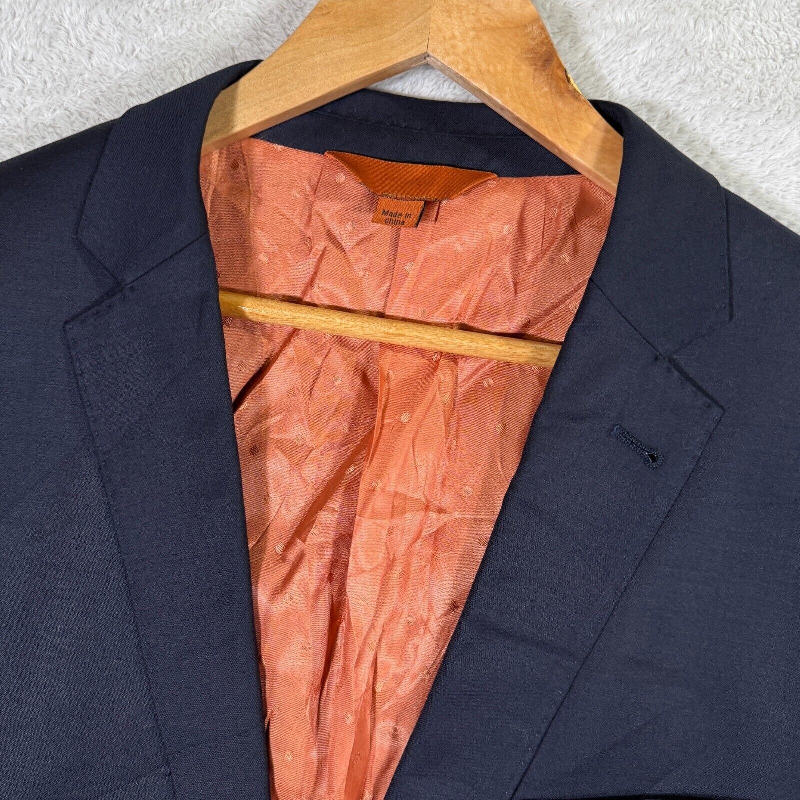 NWT Prive Baroni Super 150s Blazer Jacket Mens 48L Navy Slim Fit Single Breasted