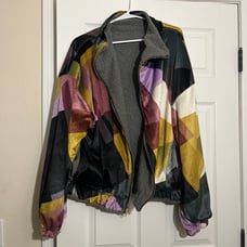 Cozy gray faux shearling reversible jacket